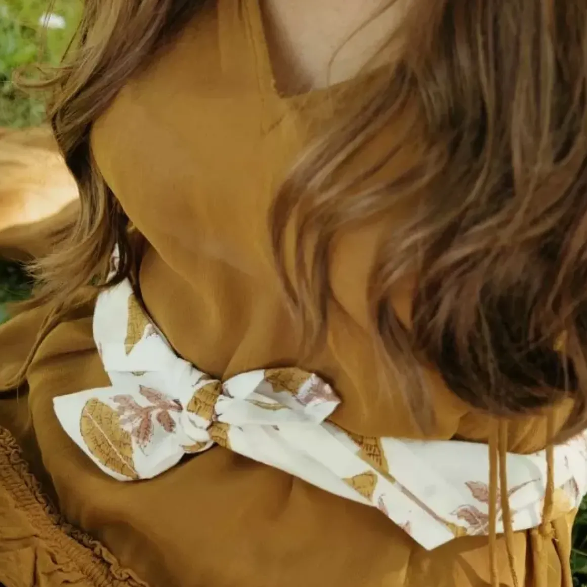 A La Bandana Blockprint Mustard Flower