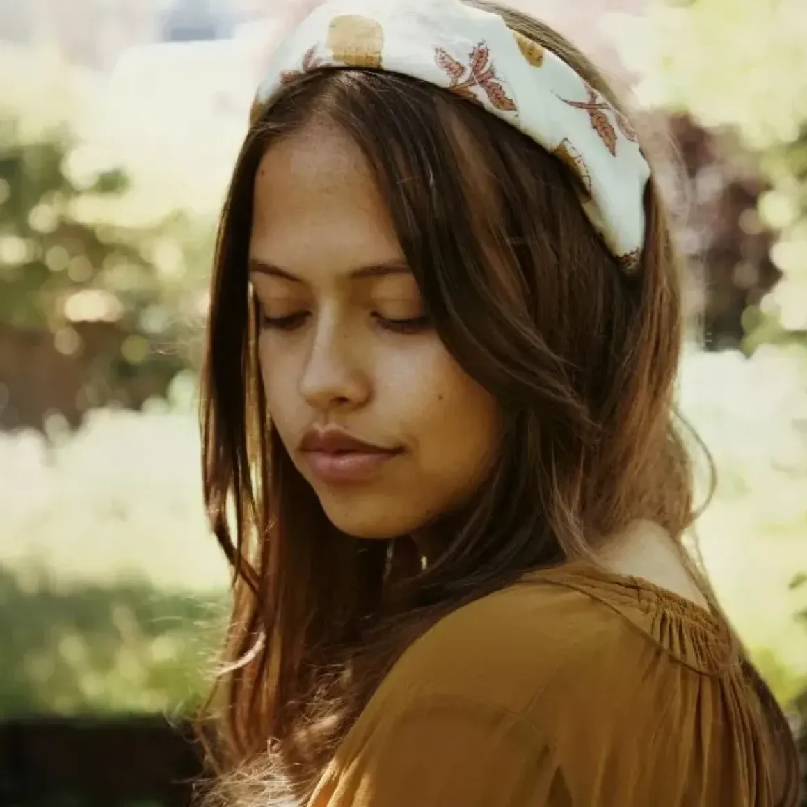 A La Bandana Blockprint Mustard Flower