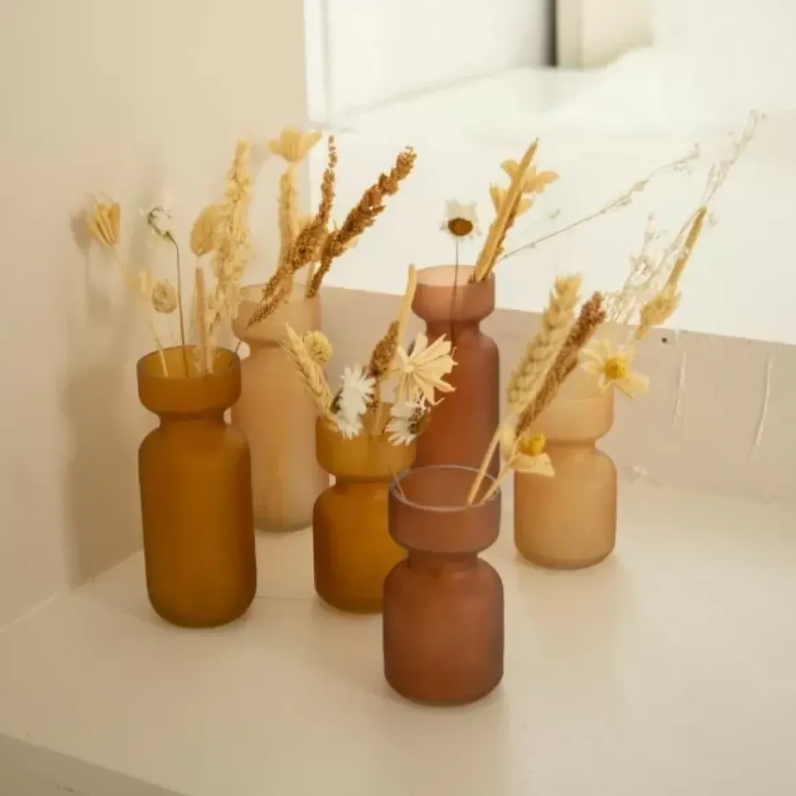 A La Glazen Vaasje Klein Frosted Mustard