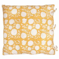 A La Kussenhoes Blockprint Mustard