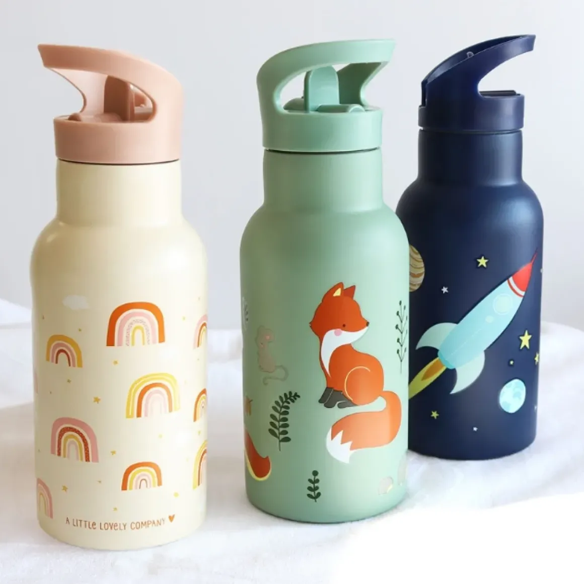 A Little Lovely Company Rvs Drinkfles Regenbogen