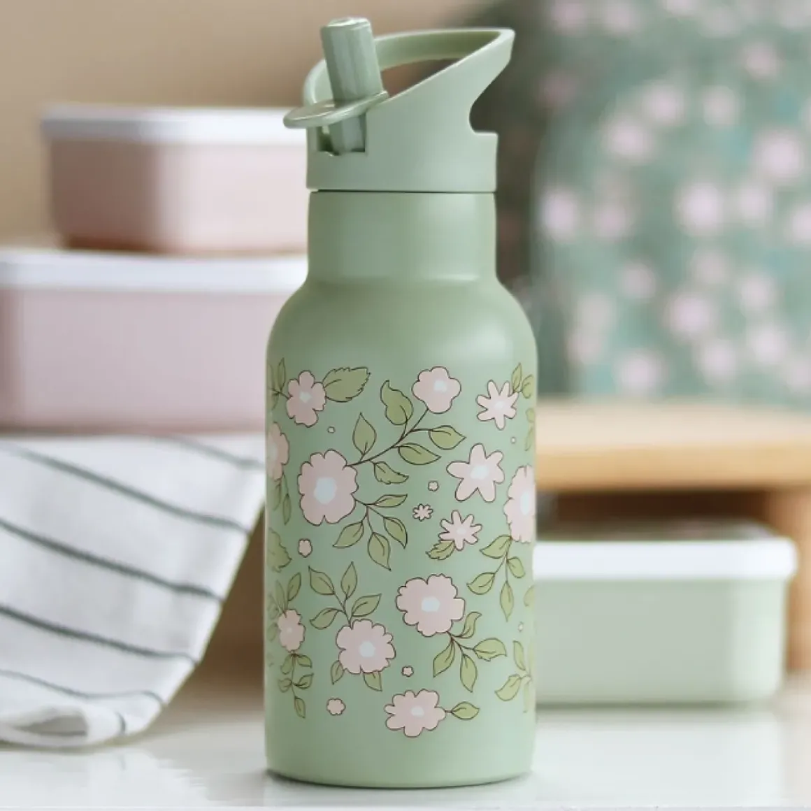 A Little Lovely Company Thermosfles Blossoms Sage