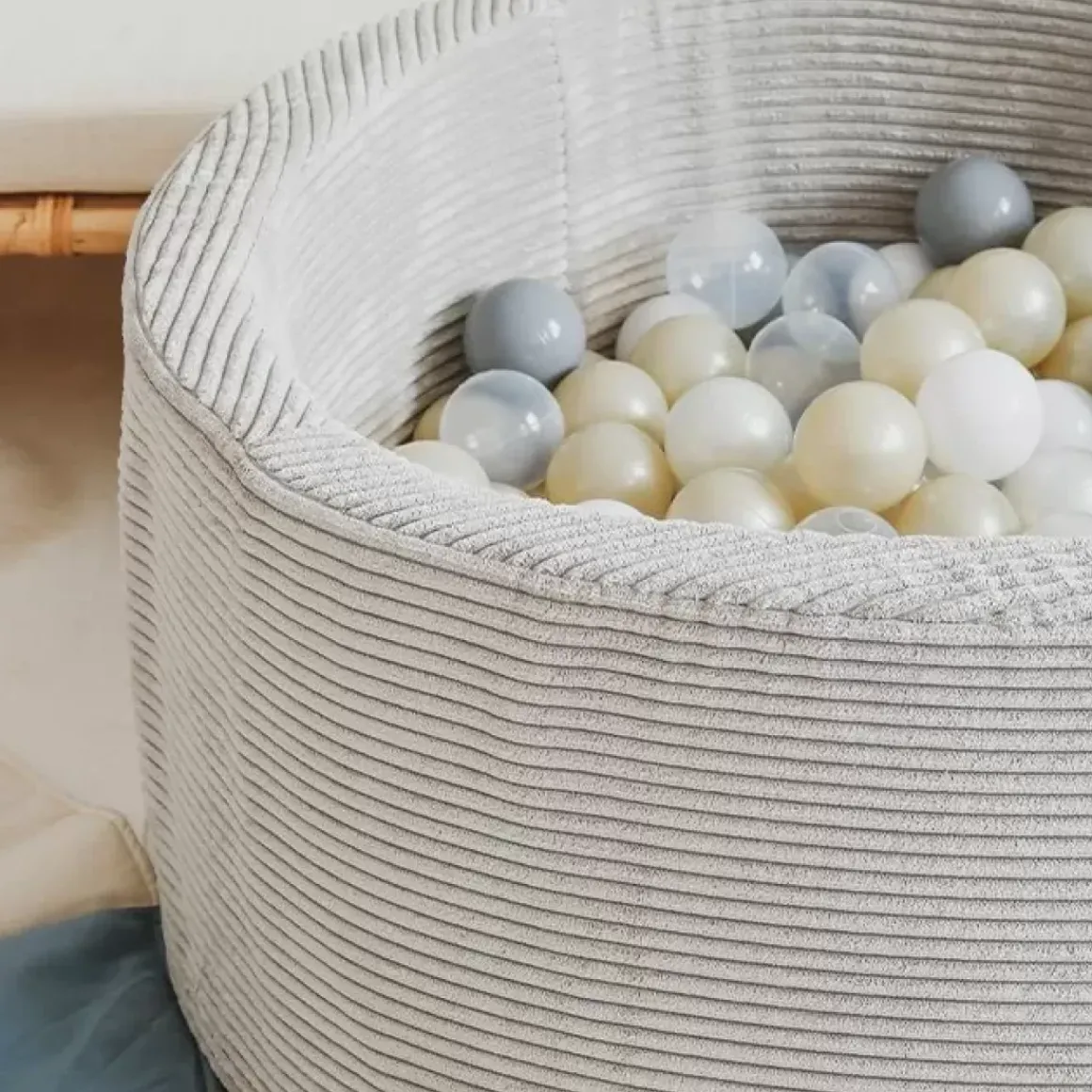 Ballenbak Xl Rond 90X40 Rib Velvet Grey Moje