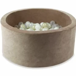 Ballenbak Xl Rond 90X40 Soft Velvet Dark Beige Moje