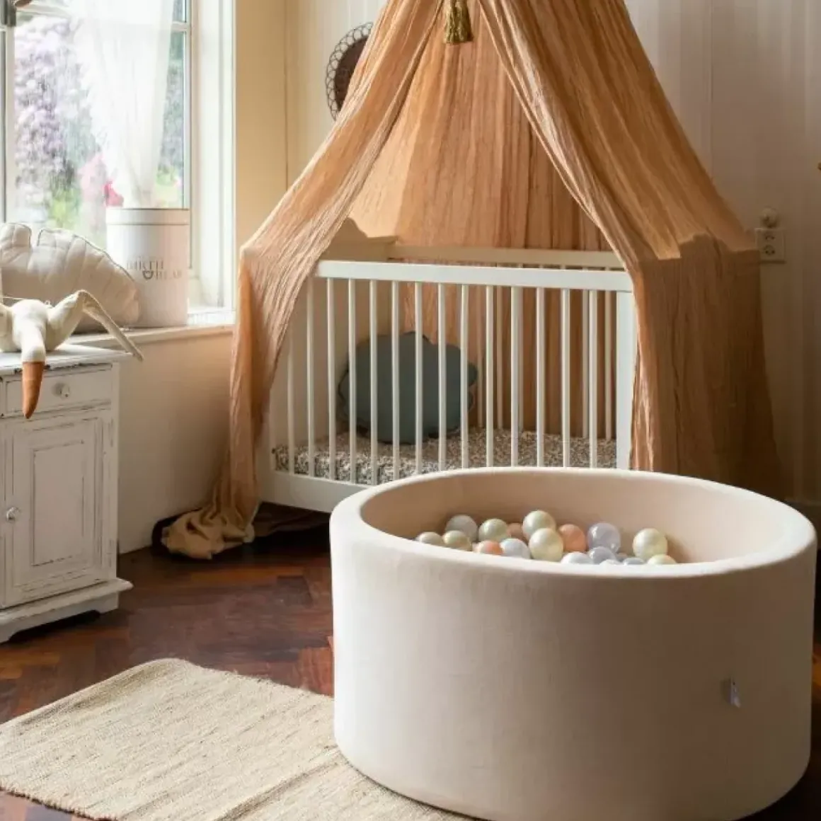 Ballenbak Xl Rond 90X40 Velvet Beige Moje