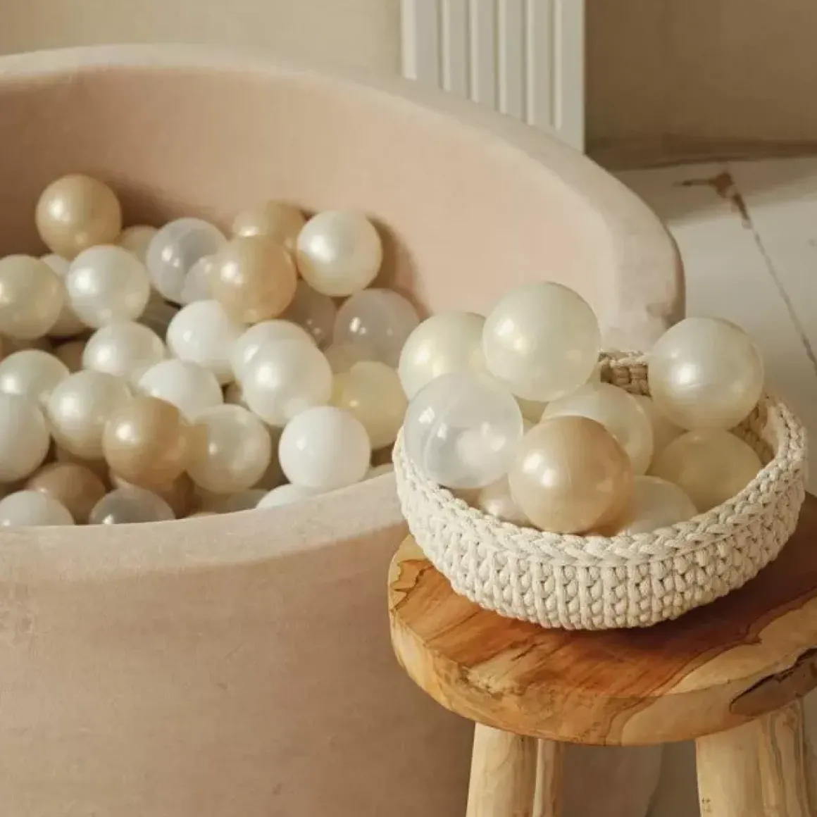 Ballenbak Xl Rond 90X40 Velvet Beige Moje