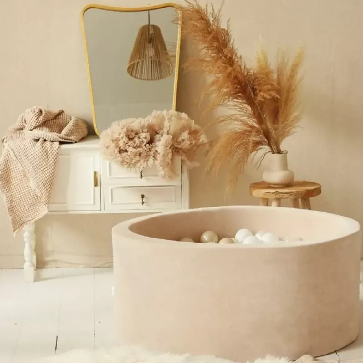 Ballenbak Xl Rond 90X40 Velvet Beige Moje