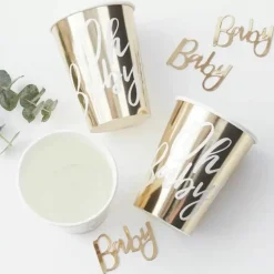 Bekertjes Goudfolie (8St) Oh Baby! Ginger Ray