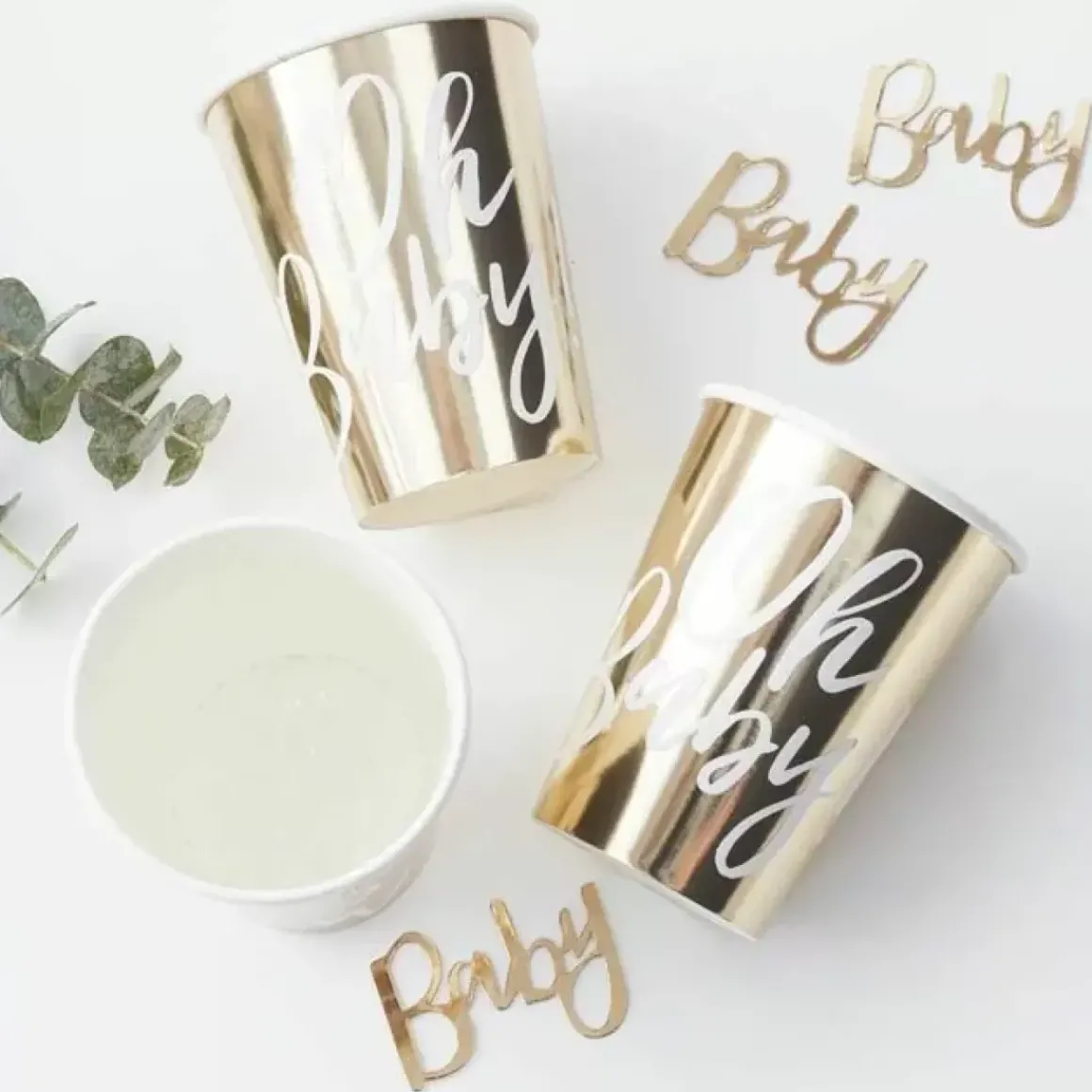 Bekertjes Goudfolie (8St) Oh Baby! Ginger Ray