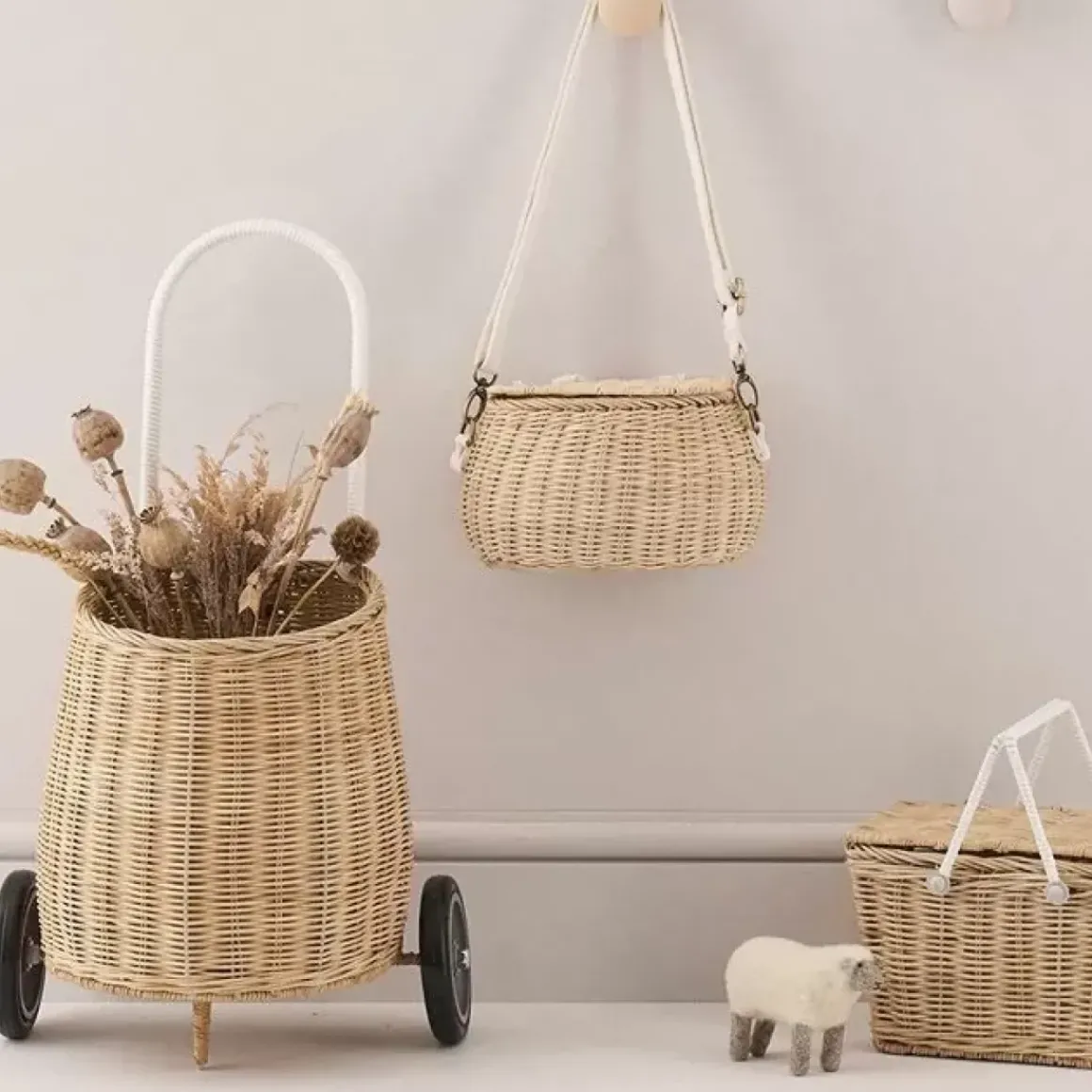 Boodschappenwagentje Luggy Basket Straw Olli Ella