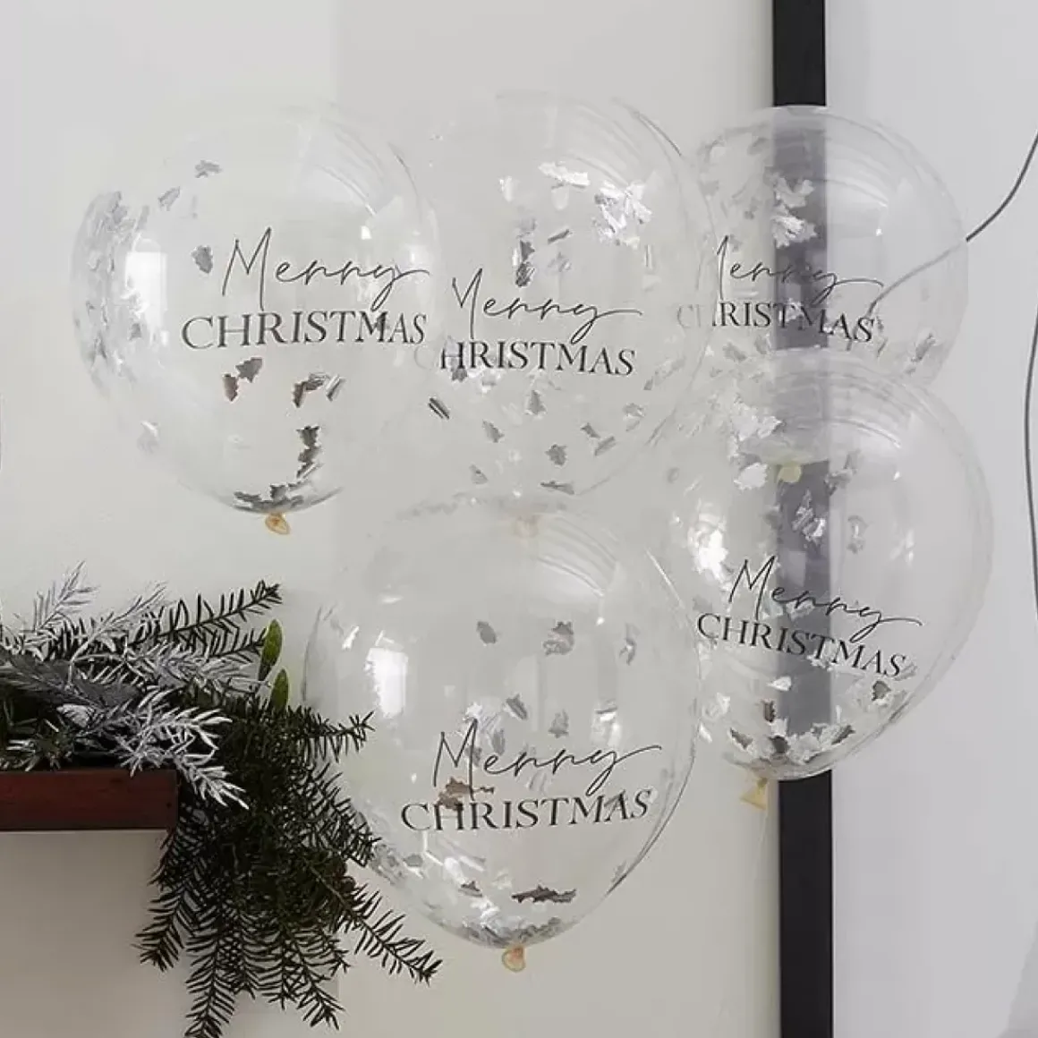 Confettiballonnen Merry Christmas Season For Silver (5St)