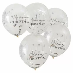 Confettiballonnen Merry Christmas Season For Silver (5St)