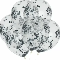 Confetti Ballonnen Zwart-Wit (6St) House Of Gia