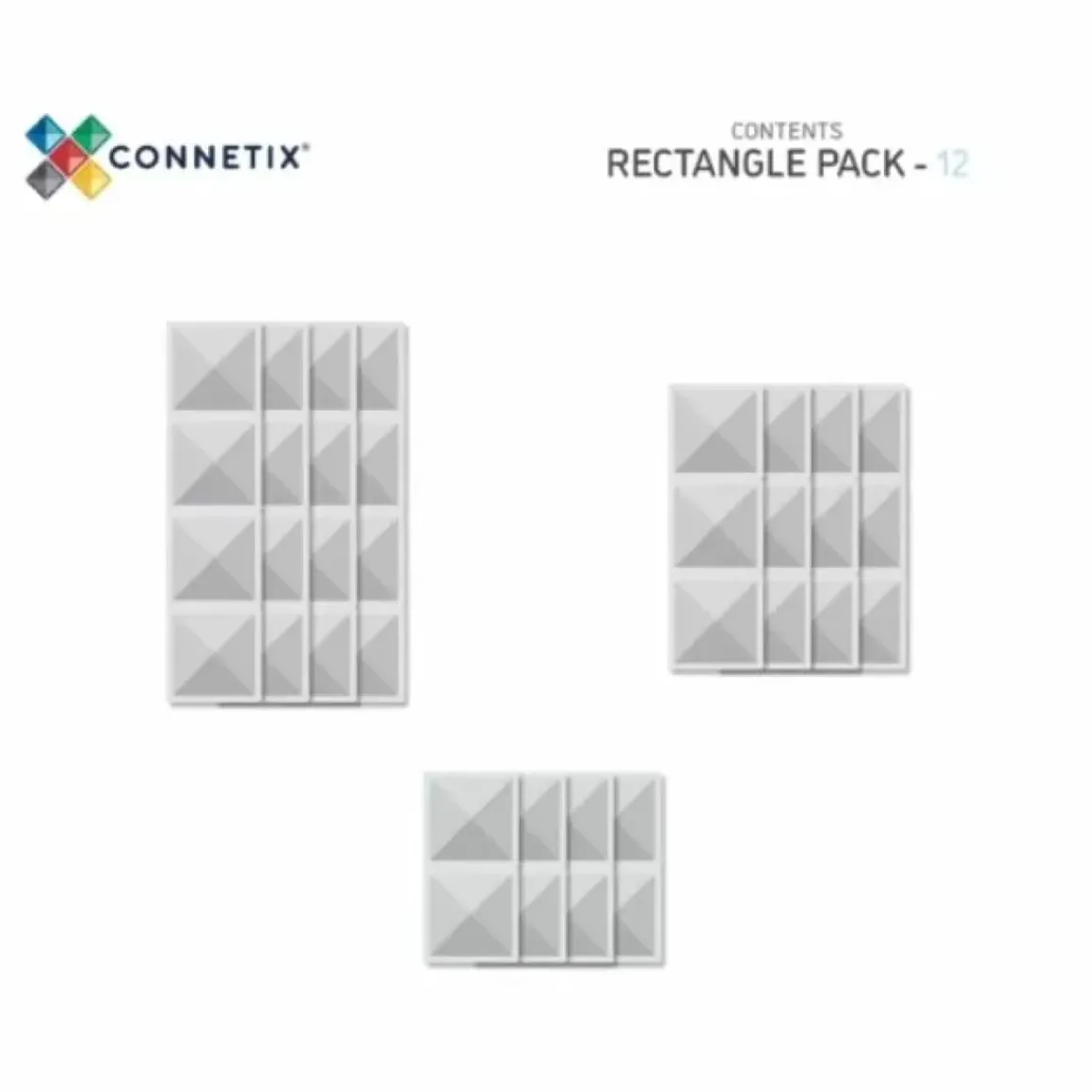 Connetix Tiles Clear Rectangle Pack (12St) | Magnetische Bouwtegels | Kidsdeco.Nl