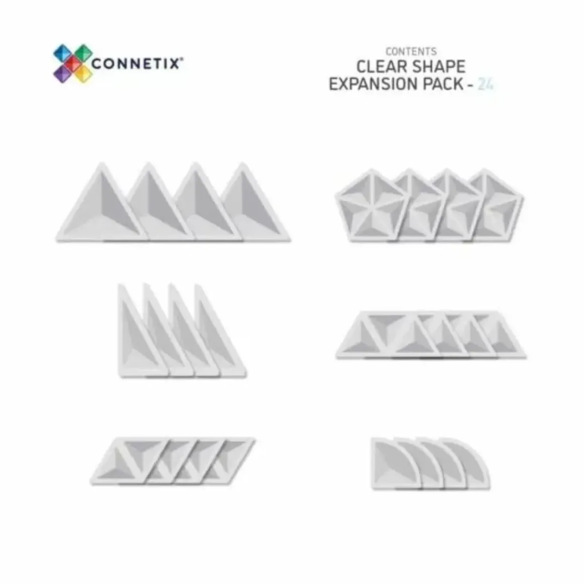 Connetix Tiles Clear Shape Expansion Pack (24St) | Magnetische Bouwtegels | Kidsdeco.Nl
