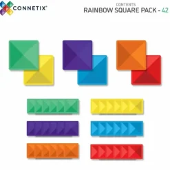 Connetix Tiles Rainbow Square Pack (42St)