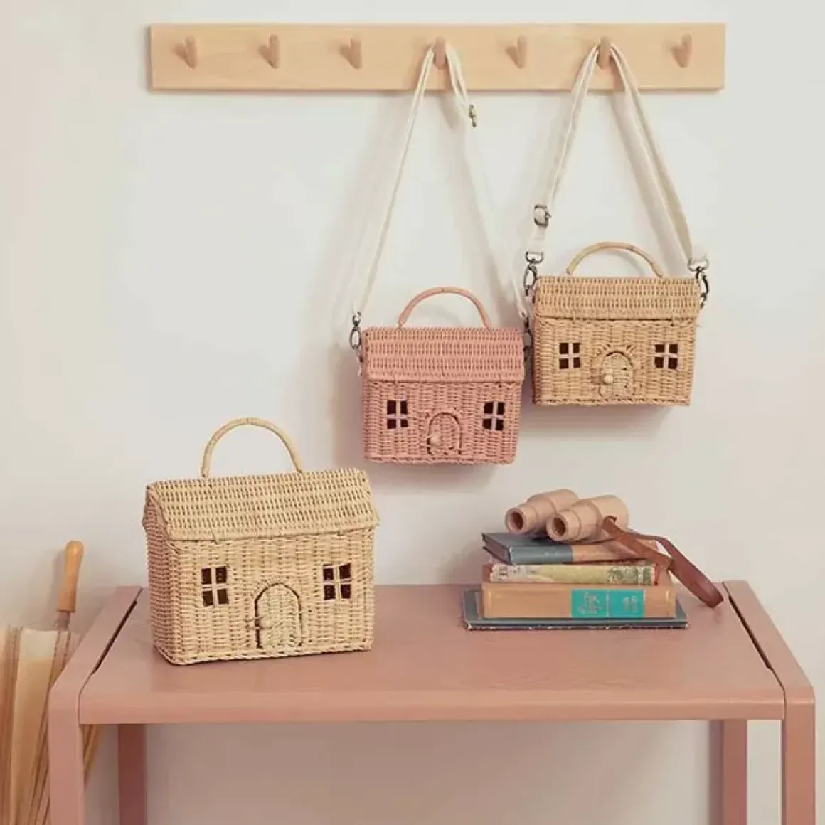 Draagbaar Poppenhuisje Casa Bag Straw Olli Ella