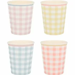 Feestelijke Gingham Pastel Bekertjes Van Meri Meri (12St)