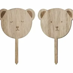 Ginger Ray Teddy Bear Cupcake Prikkers - Schattig & Hout