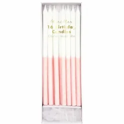 Glitter Kaarsen Dipped Roze (16St) Meri Meri