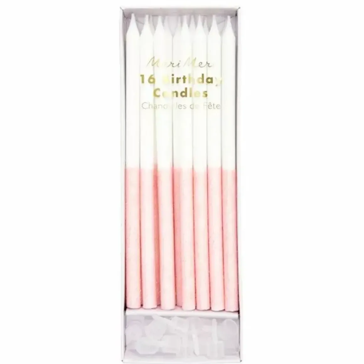Glitter Kaarsen Dipped Roze (16St) Meri Meri