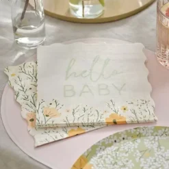 Hello Baby Servetten | Ginger Ray - Bloemrijk & Sfeervol