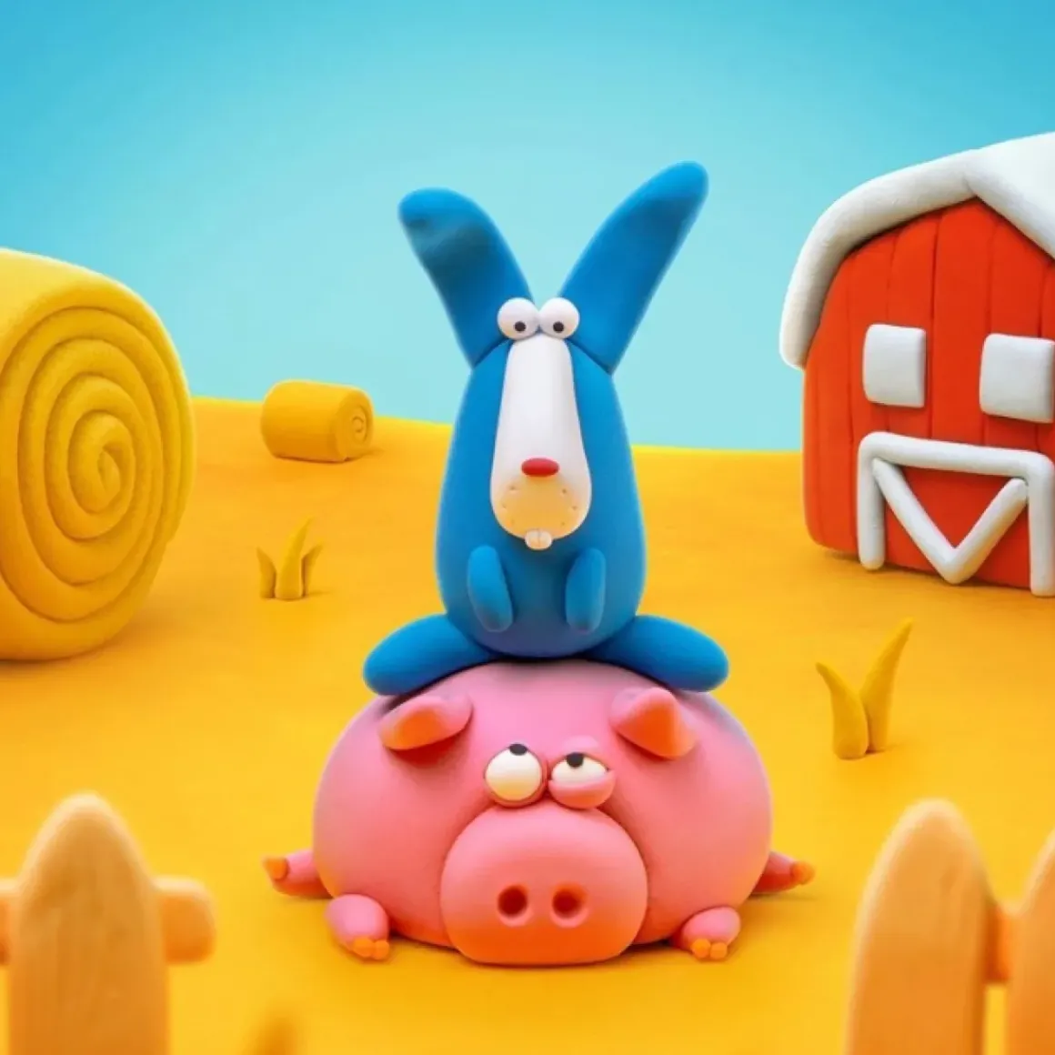 Hey Clay Boetseerklei Animals Piggy, Horse, Rabbit (6St)