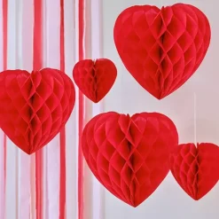 Honeycomb Hart Rood (5St) Be Mine Ginger Ray