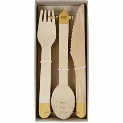 Houten Bestek Goud (24St) Meri Meri