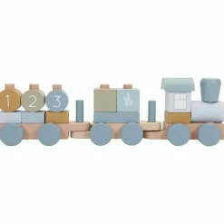 Houten Blokkentrein Blauw Little Dutch