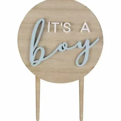 Houten Taarttopper It'S A Boy Teddy Bear Ginger Ray