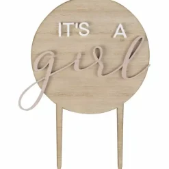Houten Taarttopper It'S A Girl Teddy Bear Ginger Ray