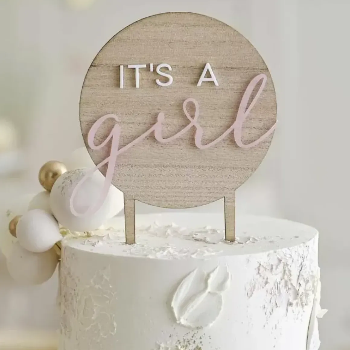 Houten Taarttopper It'S A Girl Teddy Bear Ginger Ray