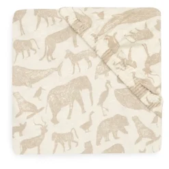 Jollein Hoeslaken Ledikant Jersey Animals Nougat 60X120Cm