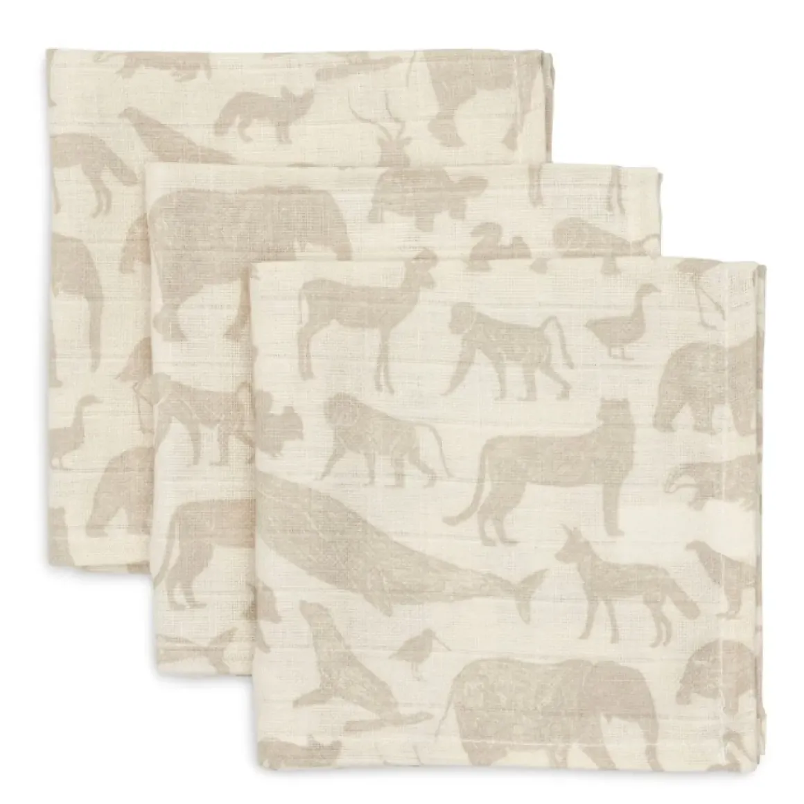 Jollein Hydrofiele Monddoekjes Animals Nougat (3St)