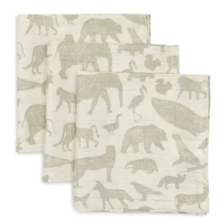 Jollein Hydrofiele Monddoekjes Animals Olive Green (3St)