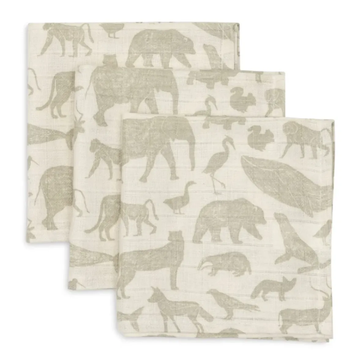 Jollein Hydrofiele Monddoekjes Animals Olive Green (3St)