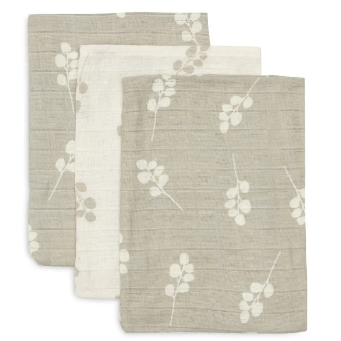 Jollein Hydrofiele Washandjes Twig Olive Green (3St)