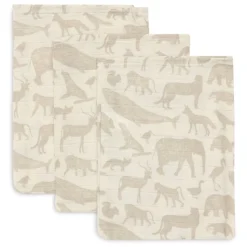 Jollein Hydrofiele Washandjes Animals Nougat (3St)