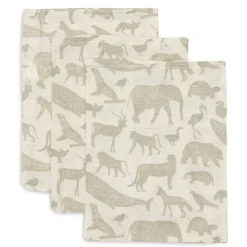 Jollein Hydrofiele Washandjes Animals Olive Green (3St)