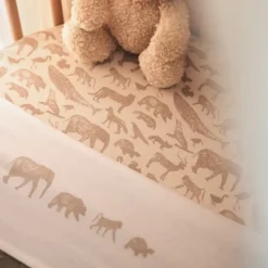 Jollein Ledikantlaken Animals Nougat 120X150Cm