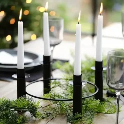 Kaarsenhouder Cirkel Zwart Contemporary Christmas Ginger Ray