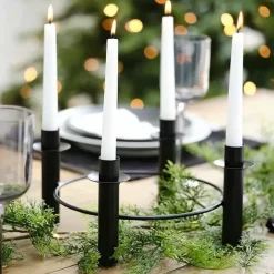 Kaarsenhouder Cirkel Zwart Contemporary Christmas Ginger Ray