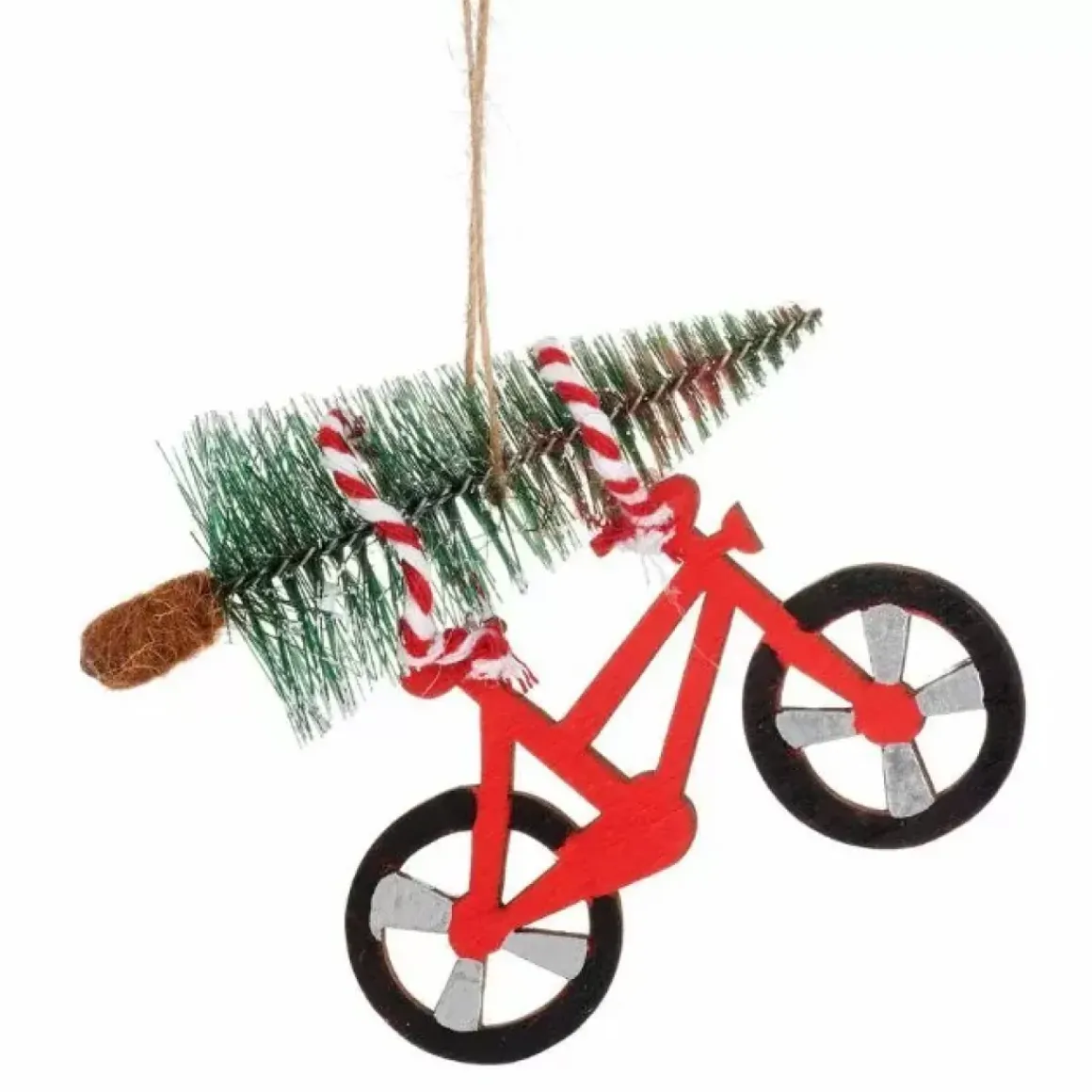 Kersthanger Houten Fiets Met Kerstboom