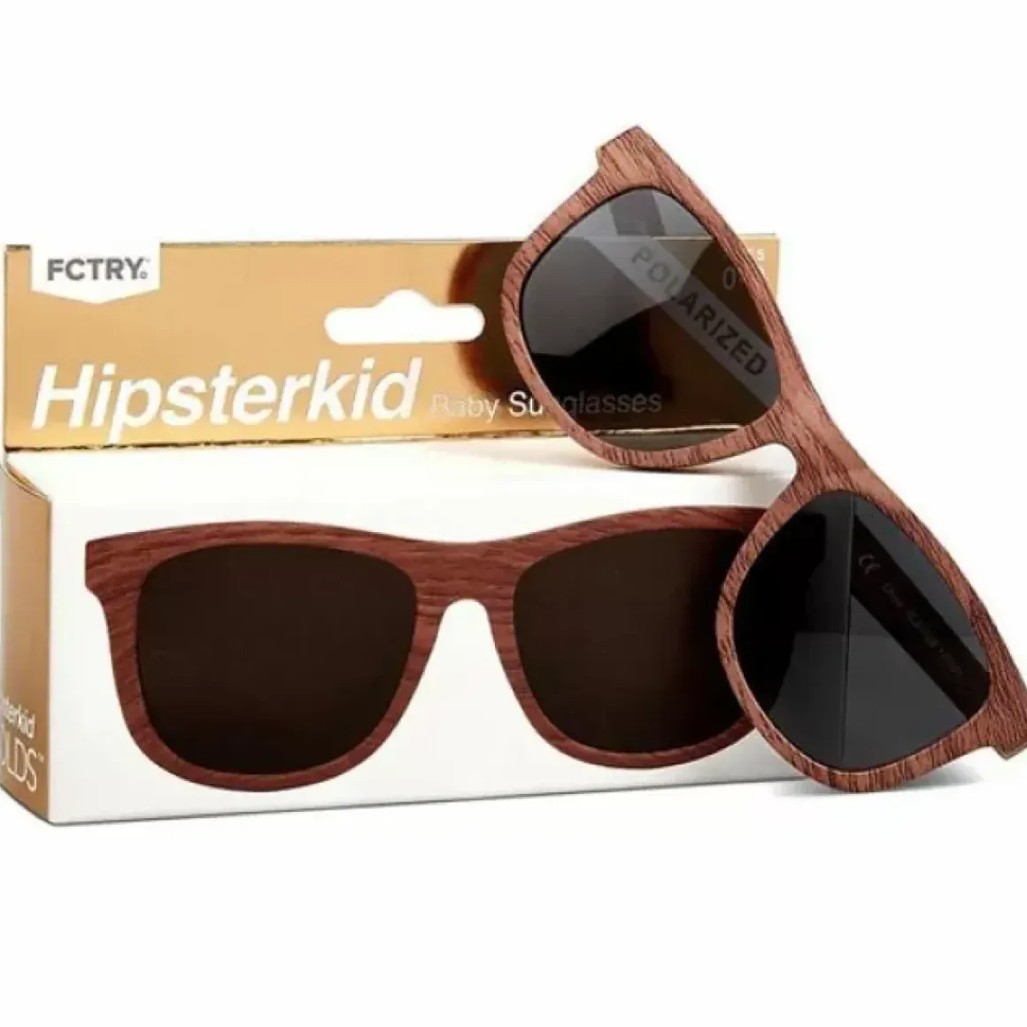 Kinderzonnebril Wayfarer Golds Hout (0-2J) Hipsterkid