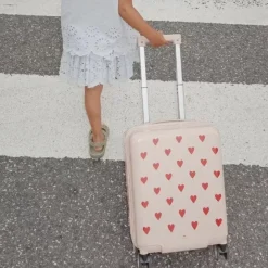 Konges Slojd Kinderkoffer Hearts - Lichtroze Trolley Met Hartjes