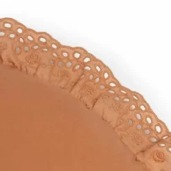 Kussen Vera Eyelet Rond Sienna Brown Nobodinoz