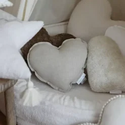 Luxe Linnen Hart Kussen In Natuurlijke Kleur - Cotton & Sweets