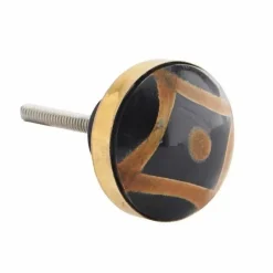 Madam Stoltz Deurknopje Horn Black/Caramel