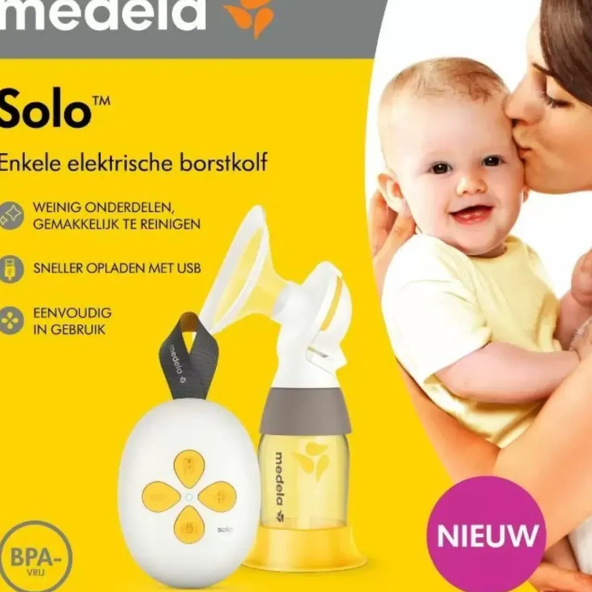 Medela Solo Elektrische Enkele Borstkolf Met Oplaadbare Accu